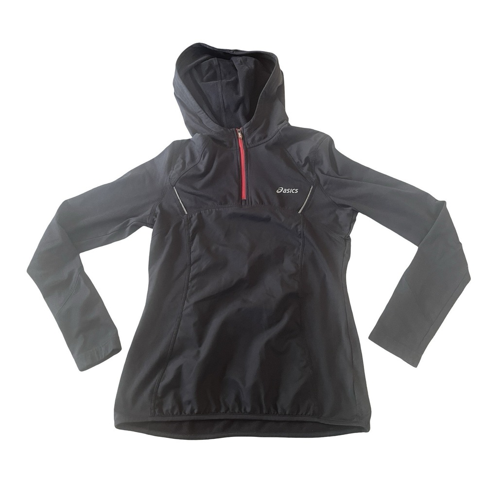 Asics Women's Size‎ S Sweatshirt Hoodie Running Gray Pink Accent Logo Athleisure